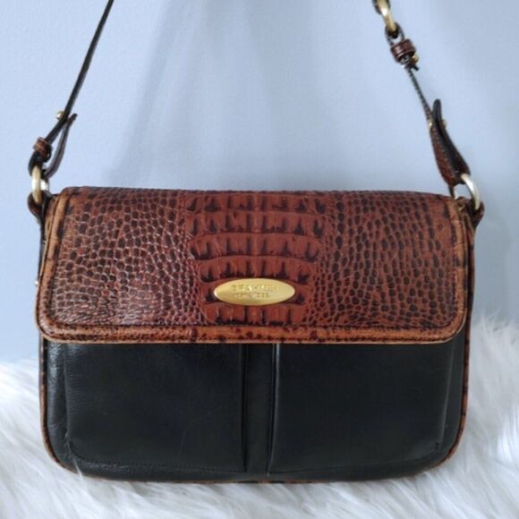 Brahmin Tuscan vintage croc-embossed satchel crossbody EUC - Picture 3 of 11